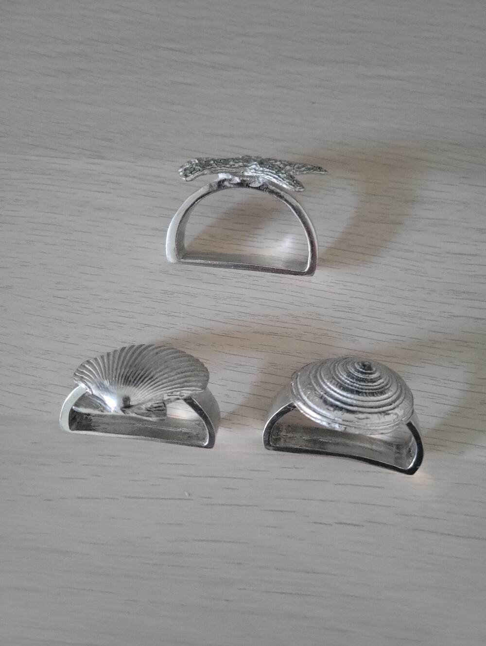 Silver Shell Napkin Ring Trio